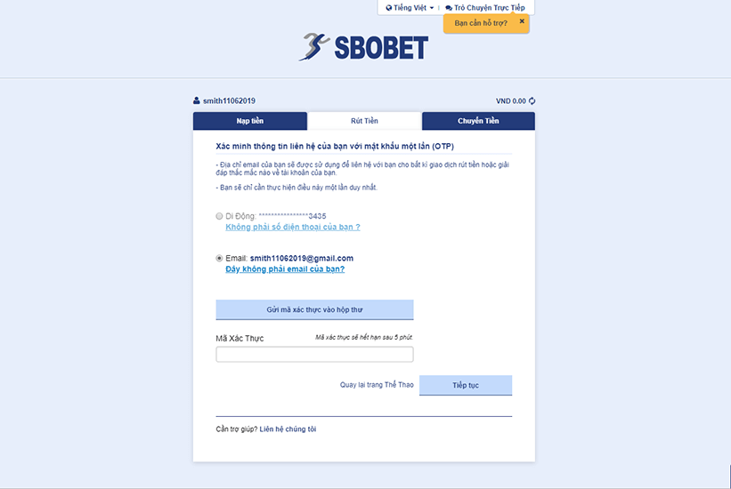 Để rút tiền từ SBOBET, đầu tiên bạn cần đăng nhập và chọn “Rút tiền”.